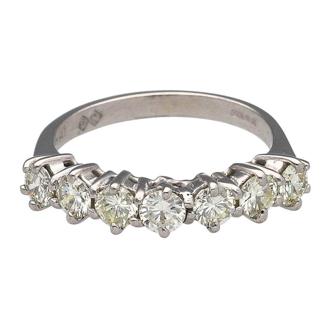 18ct White Gold & Diamond Set Seven Stone Band Ring