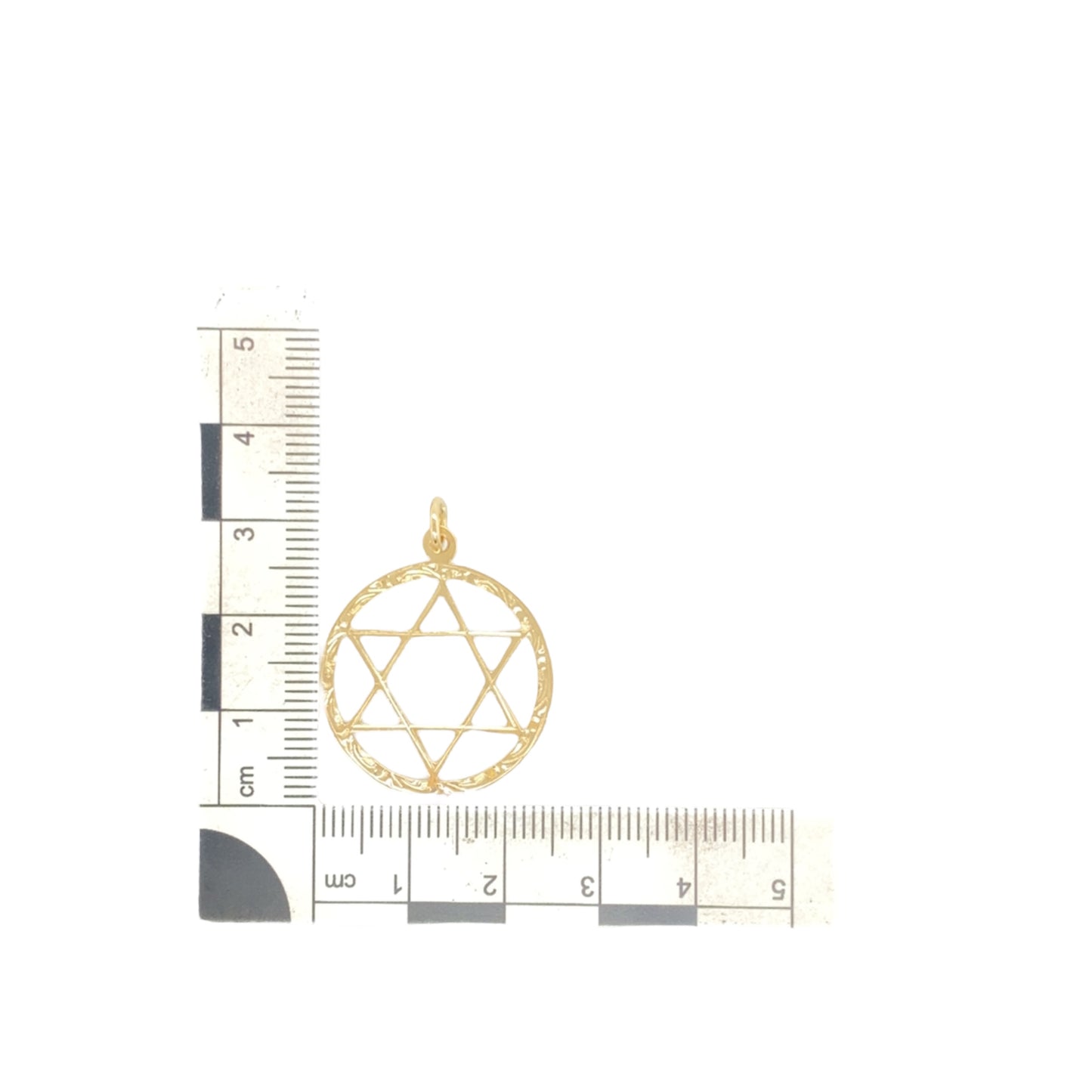 9ct Gold Round Star of David Pendant