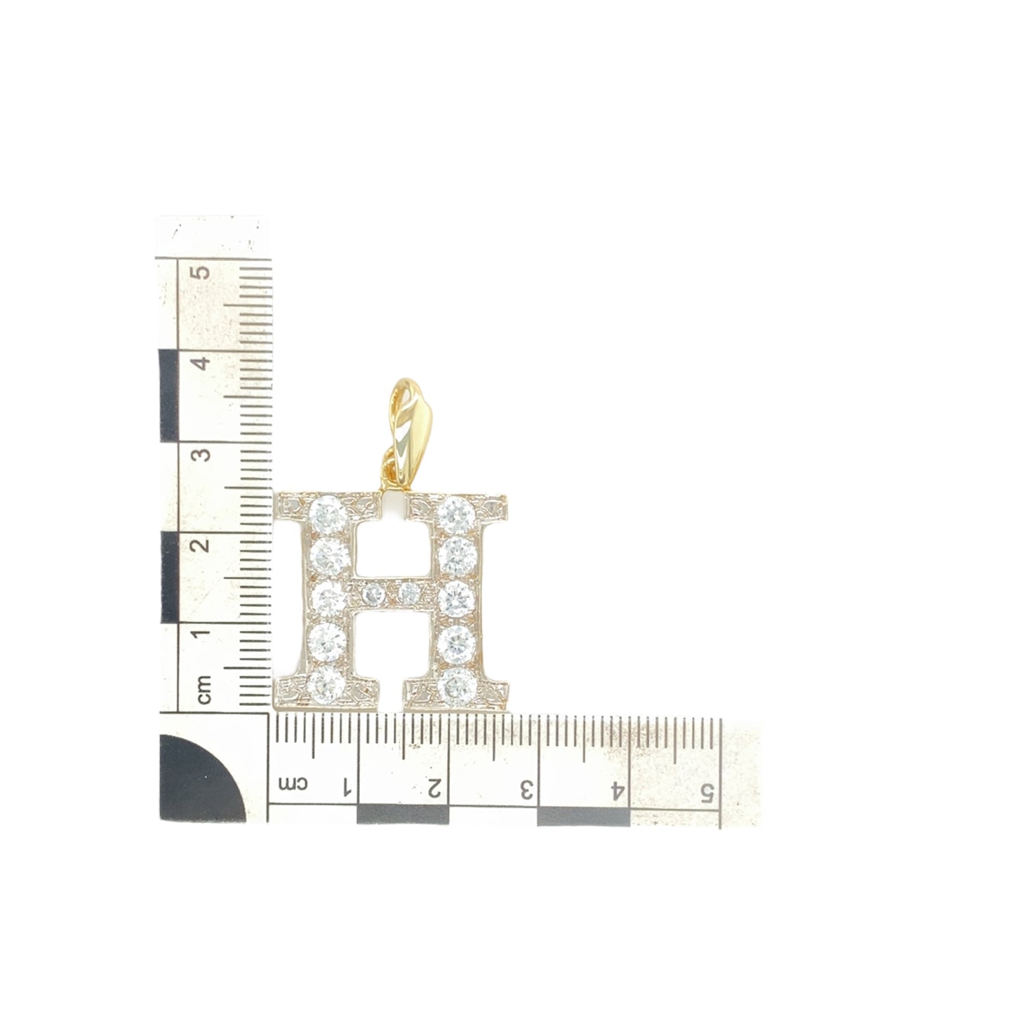 9ct Gold & Cubic Zirconia Set 'H' Initial Pendant