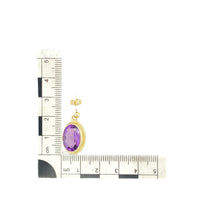 Load image into Gallery viewer, 9ct Gold &amp; Amethyst Set Drop Earrings
