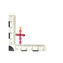 Load image into Gallery viewer, 9ct Gold &amp; Pink Stone Set Cross Pendant
