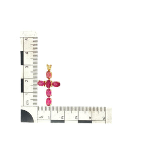 9ct Gold & Pink Stone Set Cross Pendant