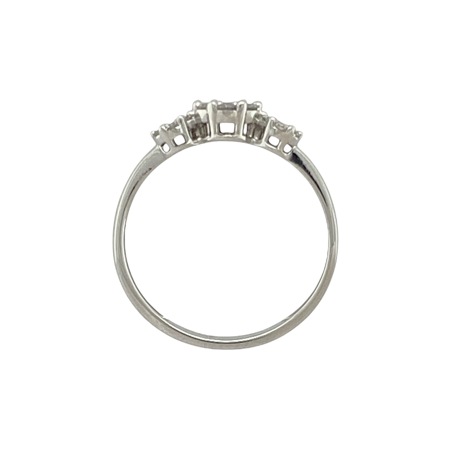 9ct White Gold & Diamond Set Cluster Trilogy Ring