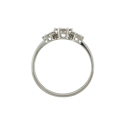 9ct White Gold & Diamond Set Cluster Trilogy Ring