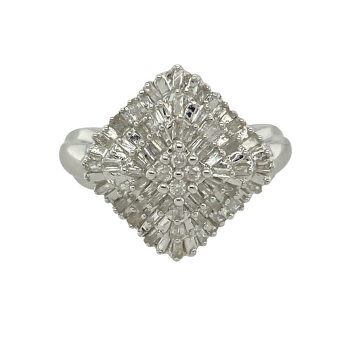 9ct White Gold & Diamond Set Cluster Ring