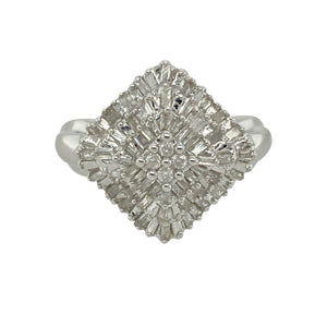 9ct White Gold & Diamond Set Cluster Ring