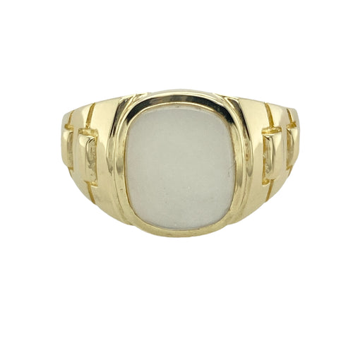 9ct Gold & Mother of Pearl Set Watch Strap Signet Ring