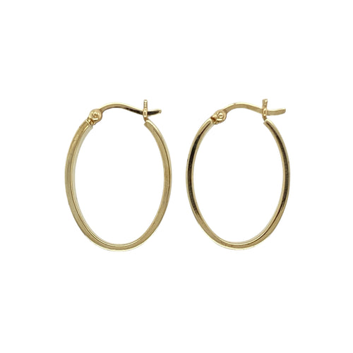 9ct Gold Plain Oval Creole Earrings