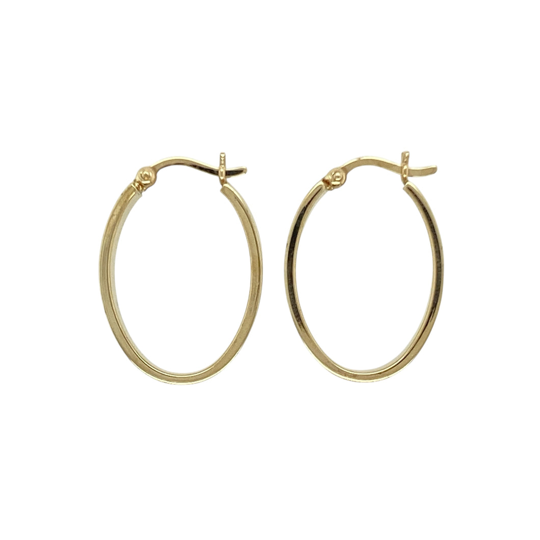 9ct Gold Plain Oval Creole Earrings