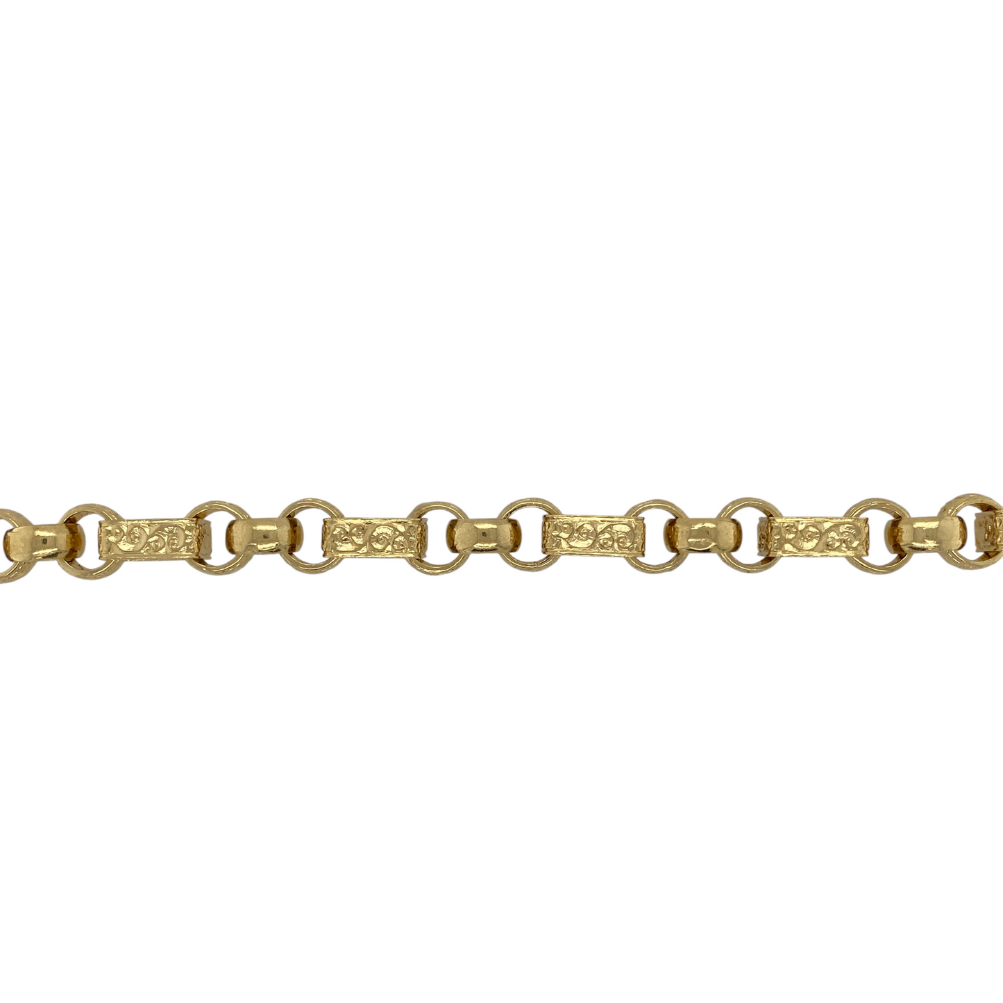New Solid 925 Silver Heavily 9ct Gold Plated 8.5" Patterned Engraved Gypsy Style Link Bracelet