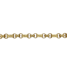 Load image into Gallery viewer, New Solid 925 Silver Heavily 9ct Gold Plated 8.5&quot; Patterned Engraved Gypsy Style Link Bracelet
