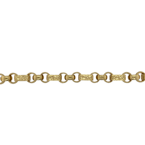 New Solid 925 Silver Heavily 9ct Gold Plated 8.5" Patterned Engraved Gypsy Style Link Bracelet