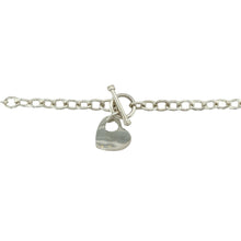 Load image into Gallery viewer, Add bold elegance and timeless style to your collection with this pre-owned 925 silver 16&quot; heart tag T bar chain—a striking piece that combines classic design with a contemporary edge, perfect for making a statement every day or on special occasions.

Design: This necklace features an 8mm wide link chain finished with a polished heart tag and a T bar clasp, creating a distinctive and eye-catching look.

