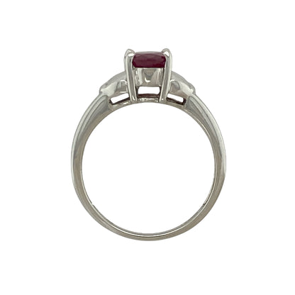 9ct White Gold & Ruby Set Ring