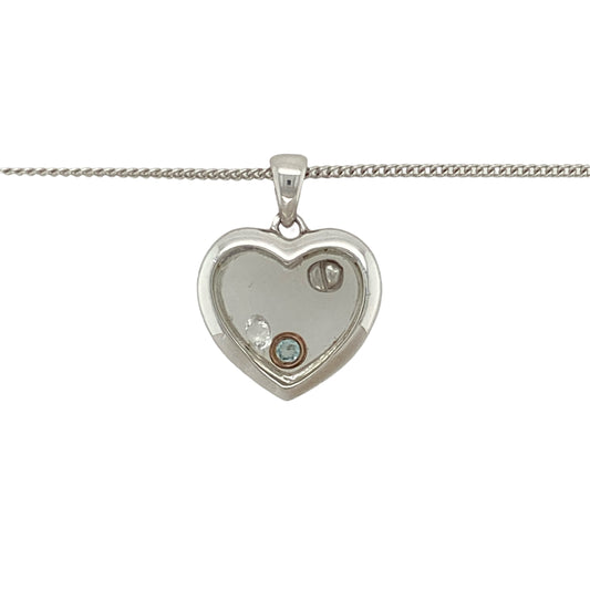 Bring romantic elegance and sparkling detail to your jewellery collection with this pre-owned 925 silver and 9ct rose gold Clogau heart pendant necklace, encased with gemstones and suspended on an adjustable chain—perfect for heartfelt gifting or timeless everyday wear.

Design: The pendant measures 2.1cm in length including the bail and features a polished heart design in silver, delicately encased with gemstones and accented with warm 9ct rose gold for a radiant and graceful finish.
