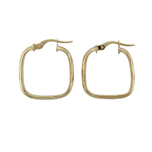 9ct Gold Patterned Square Creole Earrings