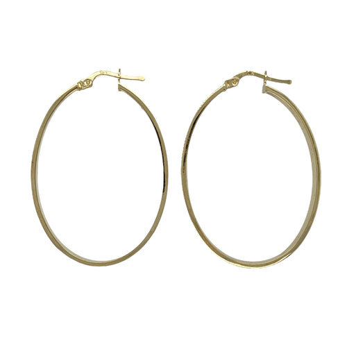 14ct Gold Greek Key Oval Creole Earrings