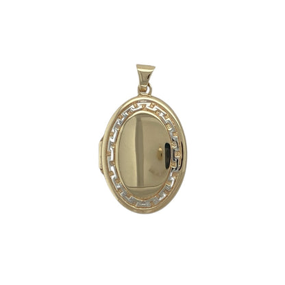 9ct Gold Greek Key Oval Locket