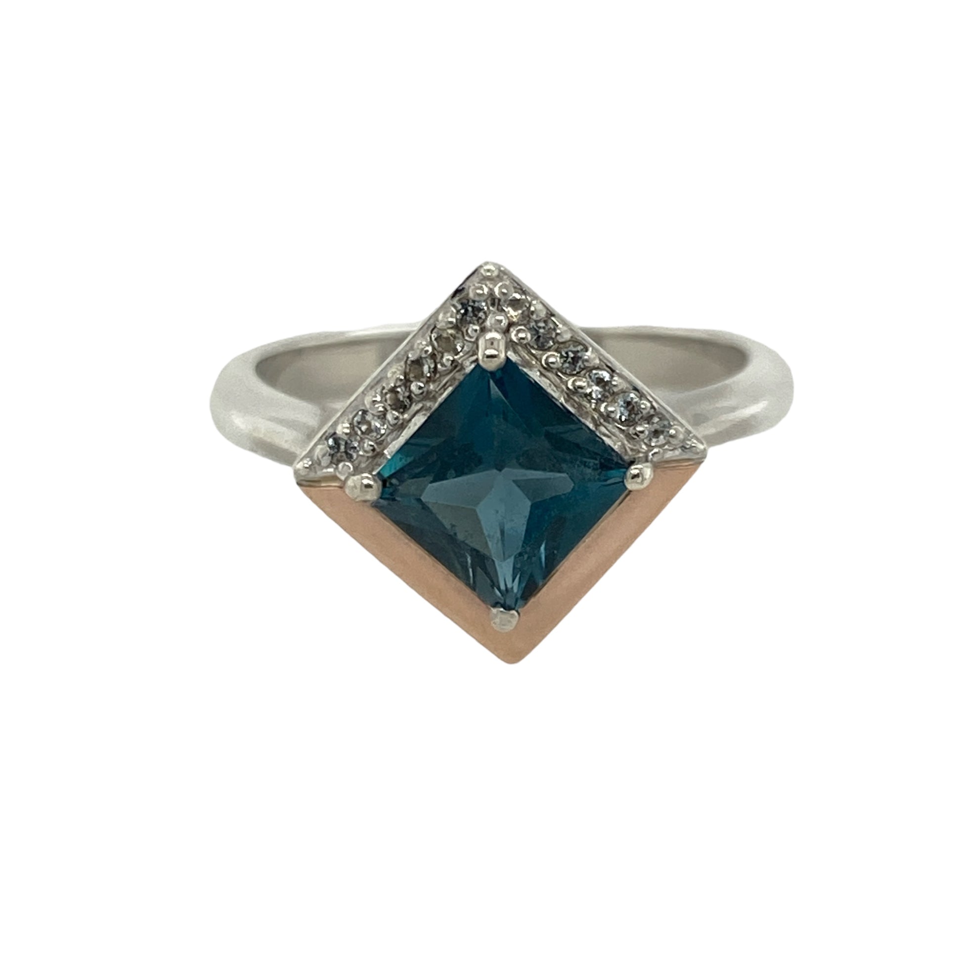 925 Silver & Blue and White Topaz Kensington Love Clogau Ring