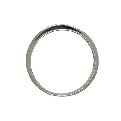 9ct White Gold & Diamond Brushed Effect Band Ring