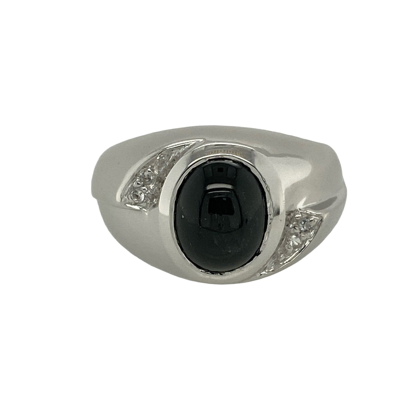 9ct White Gold Star Sillimanite & White Topaz Set Ring