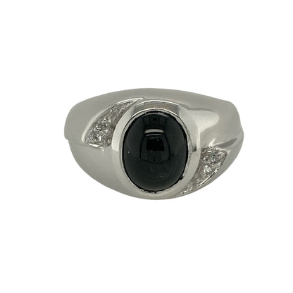 9ct White Gold Star Sillimanite & White Topaz Set Ring