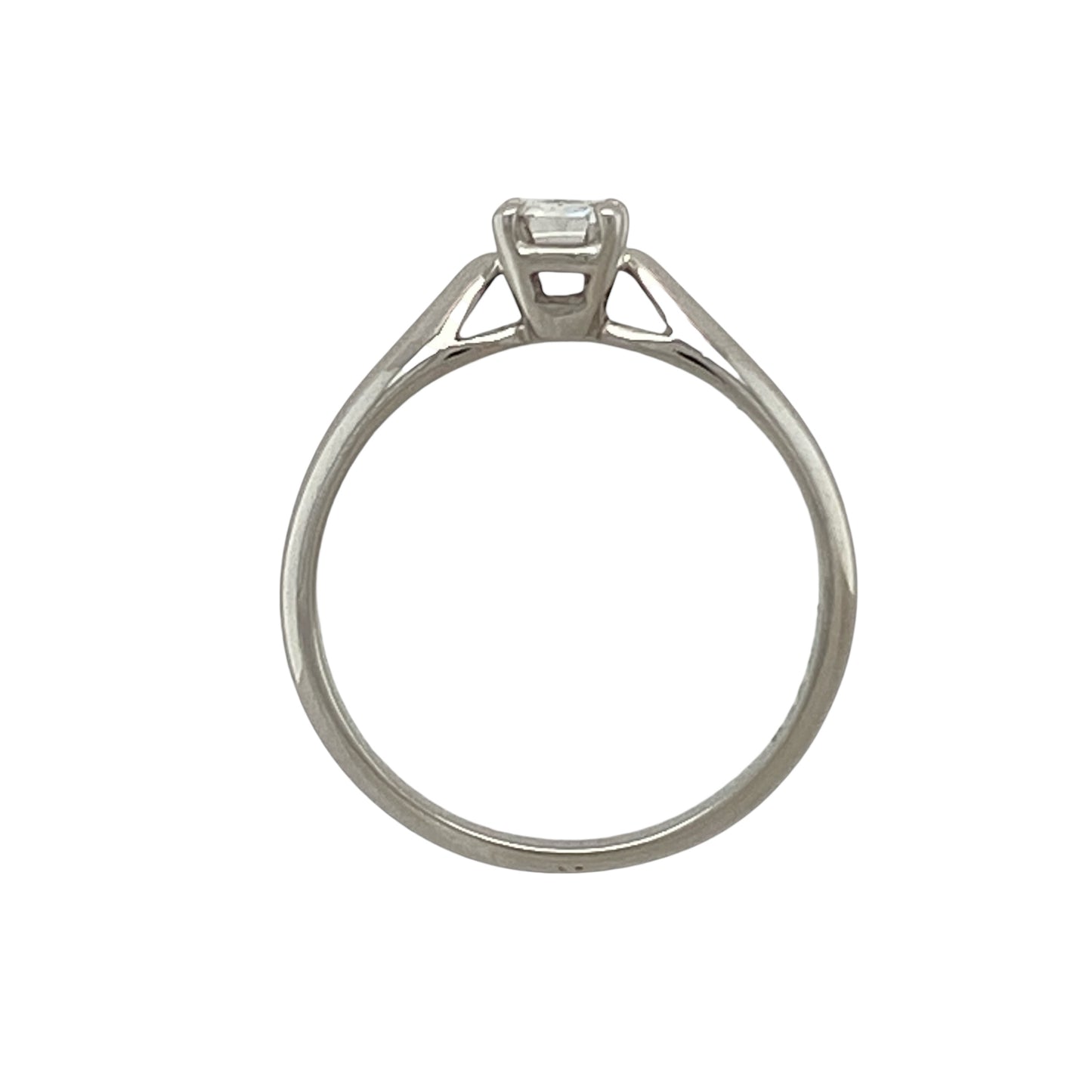 18ct White Gold & Emerald Cut Diamond Set Solitaire Ring