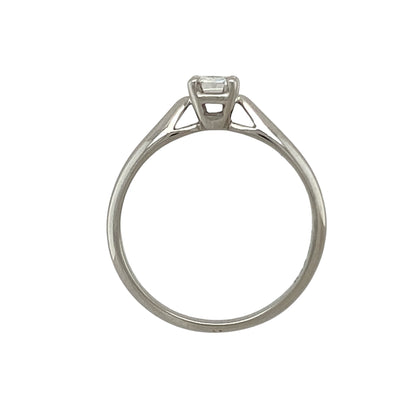 18ct White Gold & Emerald Cut Diamond Set Solitaire Ring