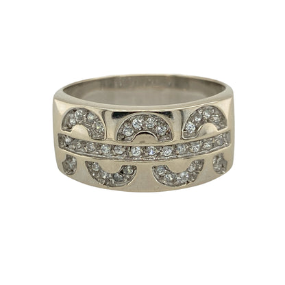 18ct White Gold & Cubic Zirconia Set Wave Band Ring