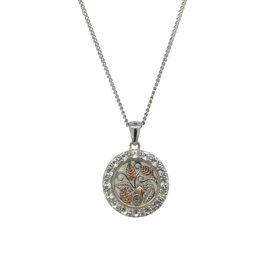 925 Silver & White Topaz Clogau Leaf 18" - 22" Necklace