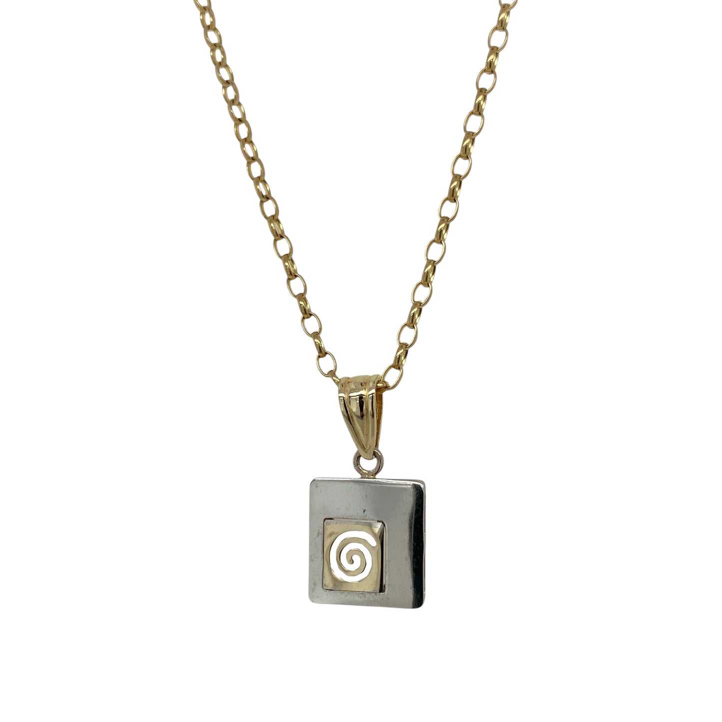 9ct Gold Swirl Square 16" Necklace