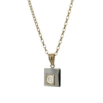 9ct Gold Swirl Square 16" Necklace