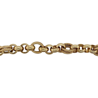 9ct Gold 8" Textured Belcher Heart Padlock Bracelet