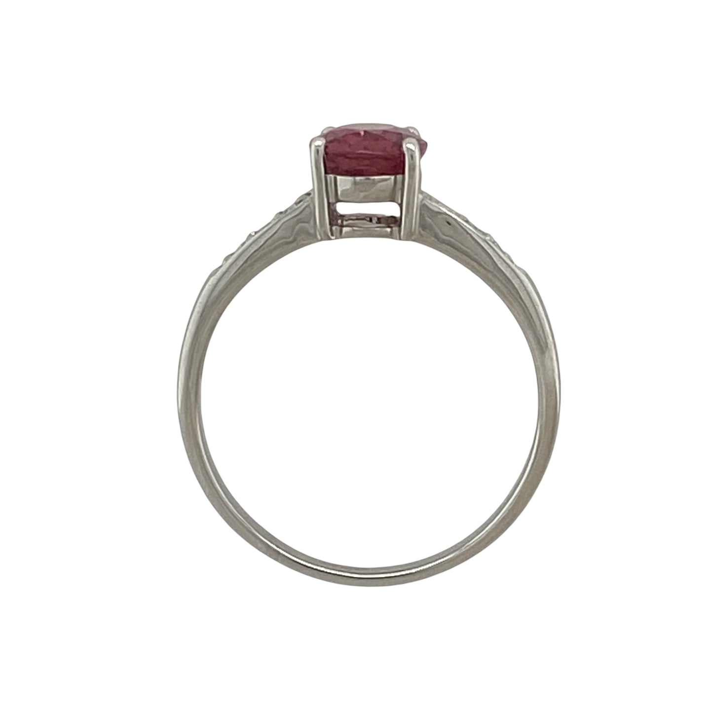 9ct White Gold Diamond & Pink Stone Ring