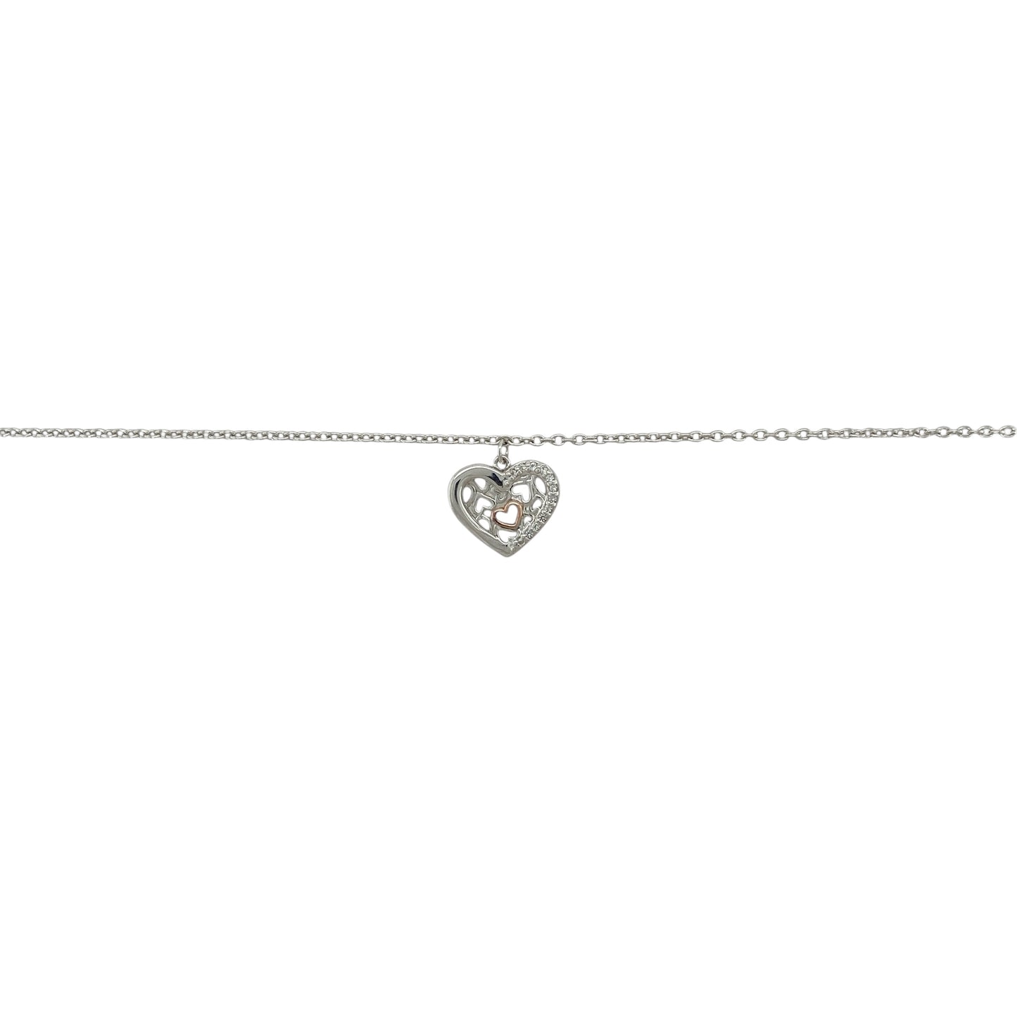 925 Silver & White Topaz Clogau Heart 8" Bracelet