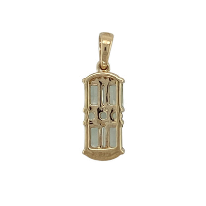 This pre-owned 9ct yellow gold light green and blue coloured stone set rectangle pendant is a colourful design, featuring multiple stones in soft green and blue tones.

Design: Featuring a rectangular design set with multiple light green and blue coloured stones, this pendant is finished in warm 9ct yellow gold.
Material: Made from 9-carat yellow gold.
Gemstone Detail: Set with multiple light green and blue coloured stones.
Pendant Detail: Rectangle pendant with a bail measuring approximately 5mm by 3mm.