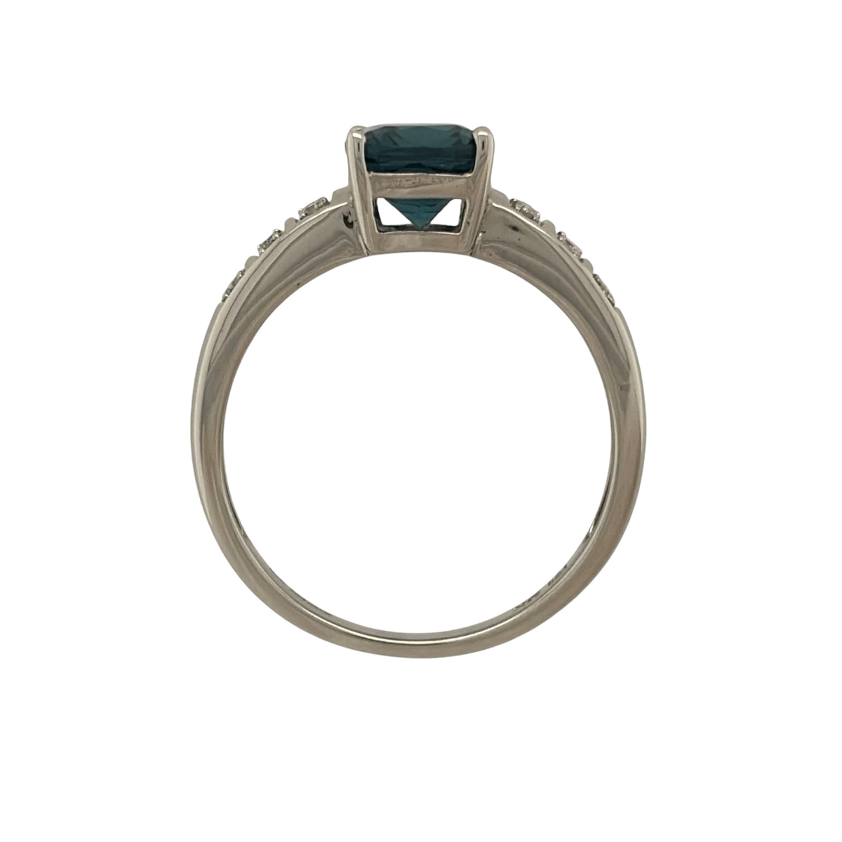 9ct White Gold Diamond & Blue Topaz Ring