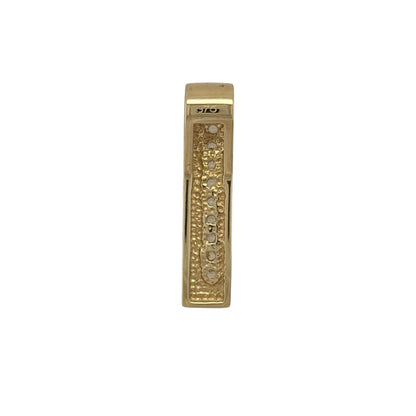 New 9ct Yellow and White Gold &amp; Cubic Zirconia Bar Pendant with the weight 1.60 grams. The pendant is approx 1.9cm by 0.4cm including the bail