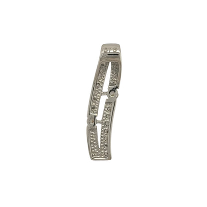 New 9ct White Gold &amp; Cubic Zirconia Curved Bar Pendant with the weight 1.40 grams. The pendant is approx 1.9cm by 0.4cm including the bail