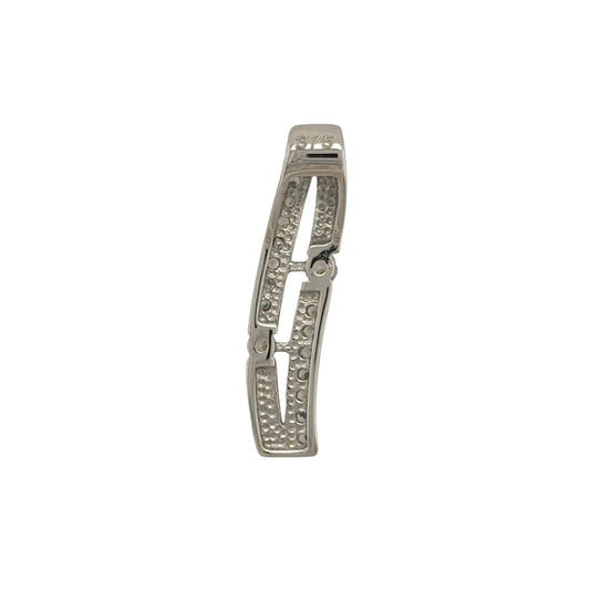 New 9ct White Gold &amp; Cubic Zirconia Curved Bar Pendant with the weight 1.40 grams. The pendant is approx 1.9cm by 0.4cm including the bail