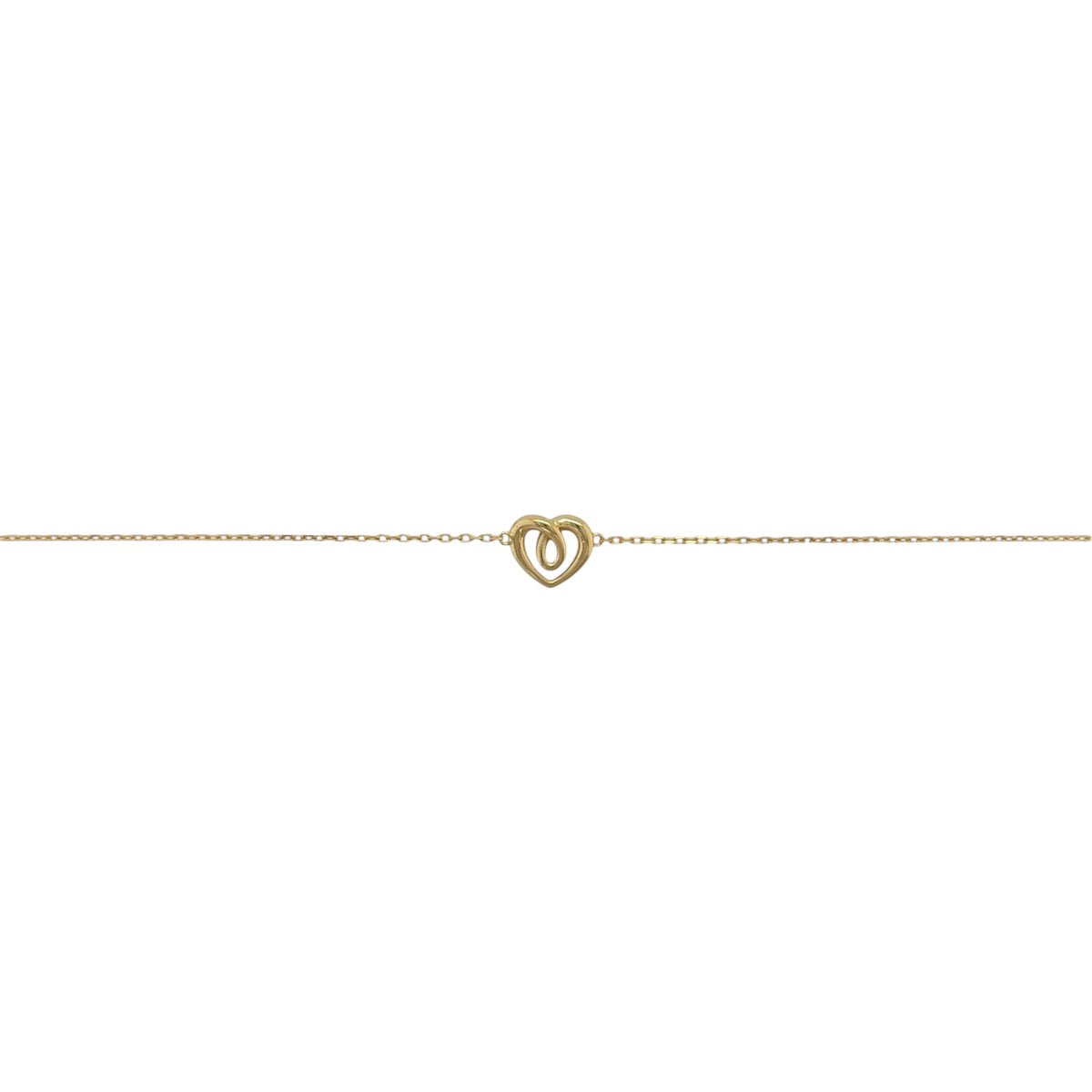 9ct Gold 7.5" Heart Trace Bracelet