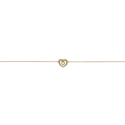 9ct Gold 7.5" Heart Trace Bracelet