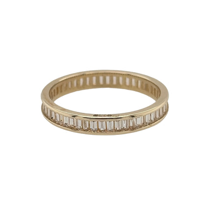 New 9ct Gold &amp; baguette cut Cubic Zirconia Eternity Band Ring in various sizes with the approximate weight 1.50 grams. The band is 3mm wide