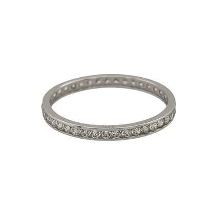 New 9ct White Gold &amp; Cubic Zirconia Eternity Band Ring in various sizes with the approximate weight 0.70 grams. The band is 2mm wide