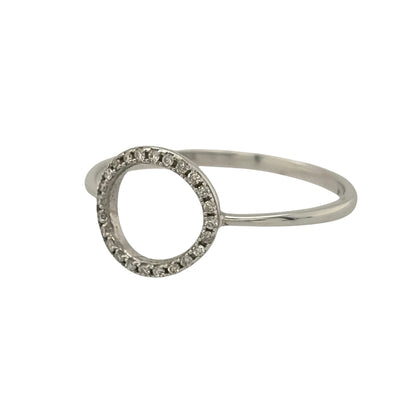 New 9ct White Gold &amp; Diamond Circle Dress Ring in various sizes with the approx weight 1 gram. There is 0.16ct of diamond content in the ring has approximate clarity i1 and colour H - I