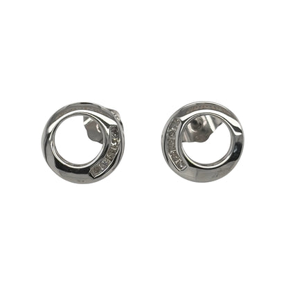 New 9ct White Gold &amp; Diamond Circle Stud Earrings with the weight 1.10 grams. The studs are 9mm diameter contains approximatley 0.05ct of diamond content in total with approximate clarity i2-13 and colour H - I
