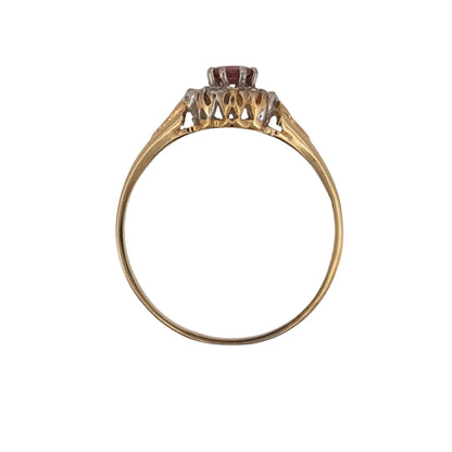 9ct Gold Diamond & Ruby Cluster Ring