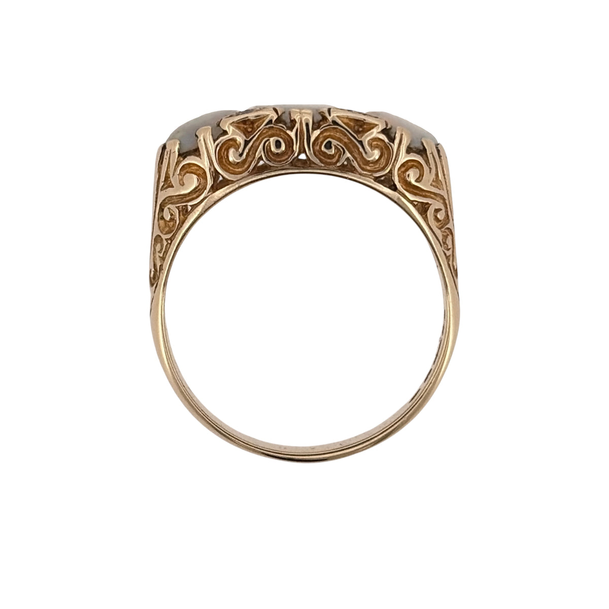 9ct Gold Diamond & Opalique Trilogy Ring