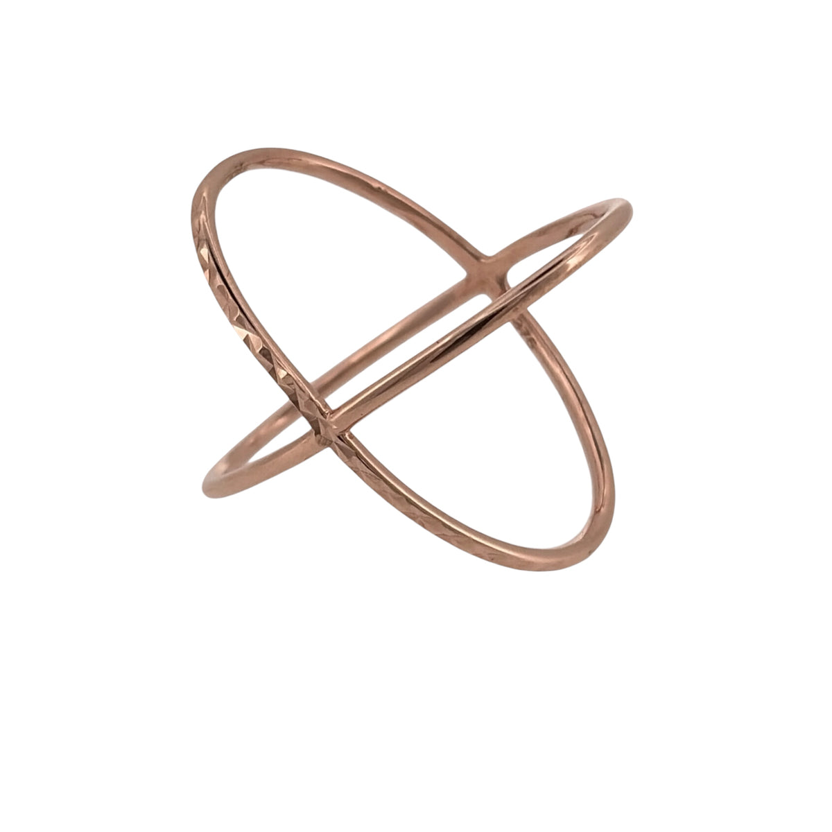 Add a simple contemporary piece to your jewellery collection with this pre-owned 9ct rose gold crossover ring, featuring slim interlinking bands.

Design: The ring features a crossover design, with slim bands overlapping to create a simple and distinctive profile on the finger.
Material: Made from 9-carat rose gold, the warm pink-toned finish gives the ring a modern yet versatile appearance.
Ring Detail: Each individual band measures approximately 1mm wide, creating a fine and delicate crossover design.