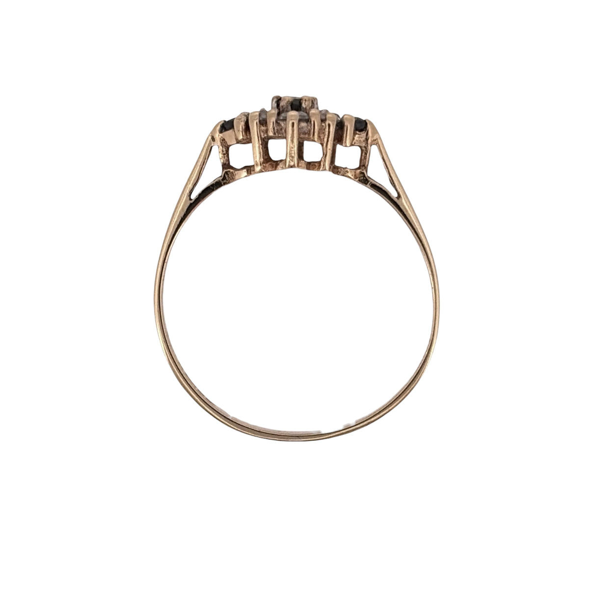 9ct Gold Sapphire & Cubic Zirconia Cluster Ring
